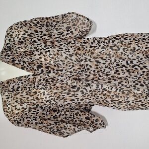 Time and Tru Leopard Print  Semi Sheer Twist Front Swim Coverup Size 3X